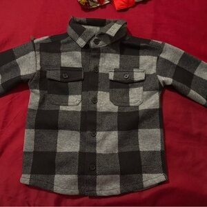 Wonder Nation - Black and Gray Plaid Button Down Shirt 2T